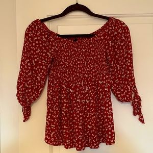 Red, Off-the-Shoulder Blouse, Like New